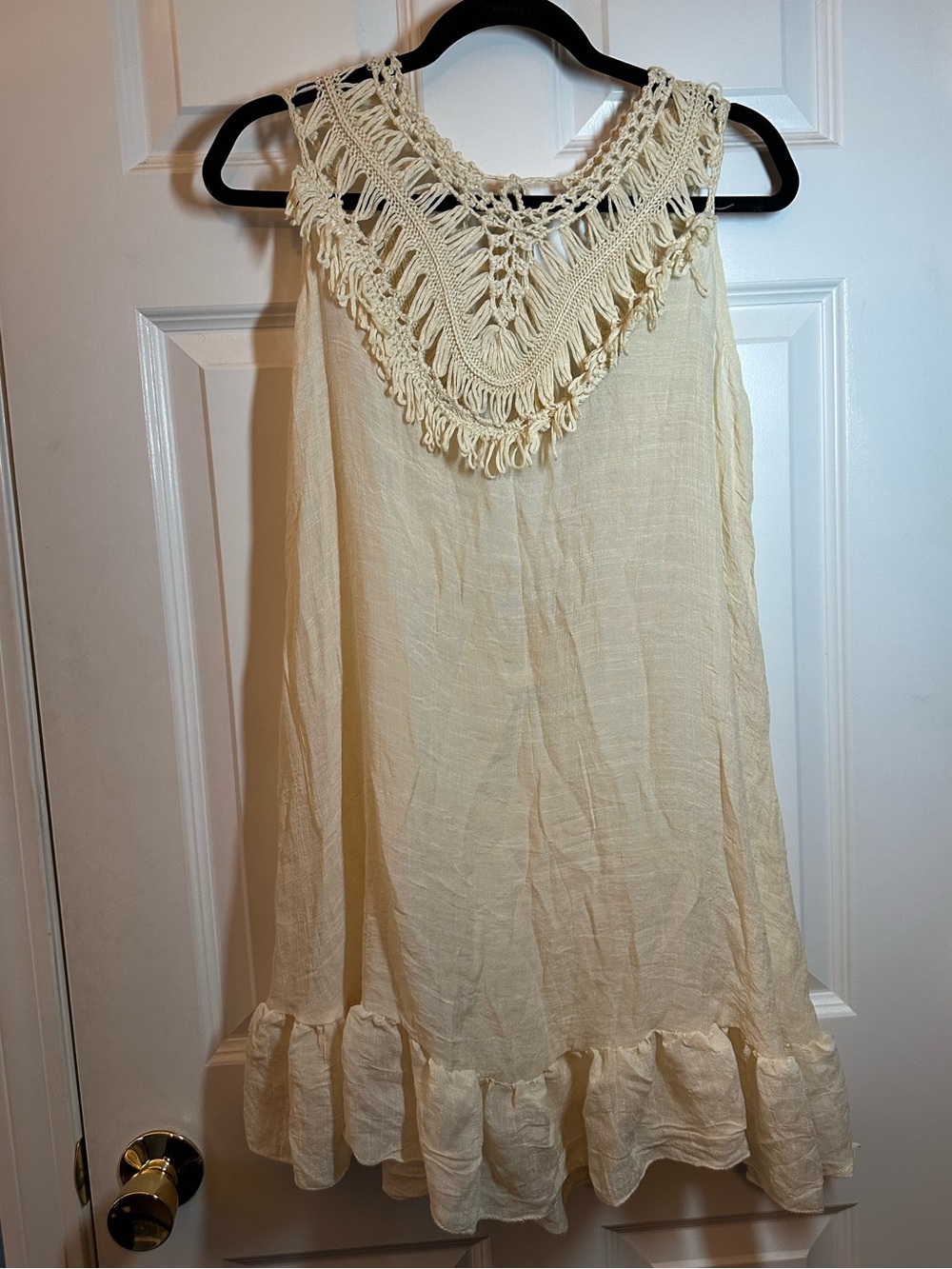 NWTS AOLRO Boho Crochet Yoke Swim Coverup Dress  SZ M